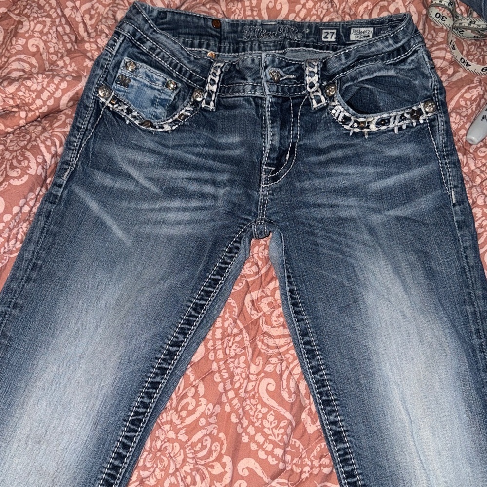 Miss Me Blue Denim Jeans with Braided Detail